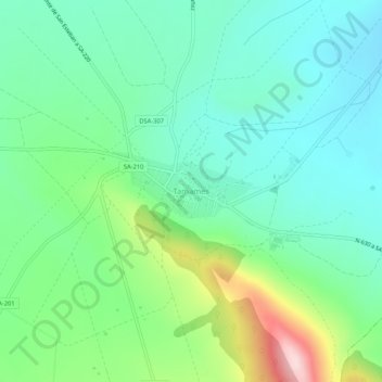 Mapa topográfico Tamames, altitude, relevo