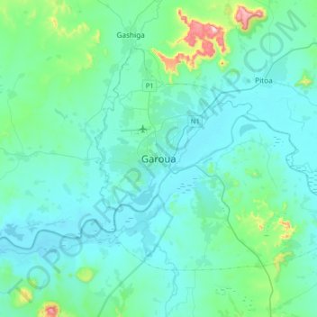 Mapa topográfico Garoua, altitude, relevo