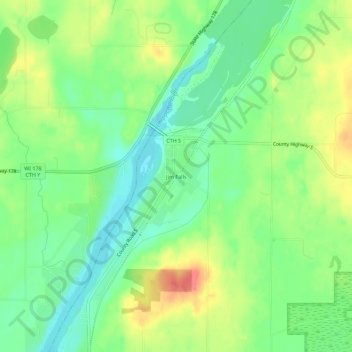 Mapa topográfico Jim Falls, altitude, relevo
