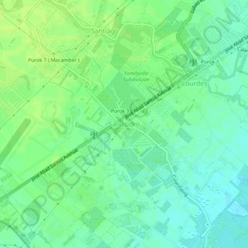 Mapa topográfico San Isidro, altitude, relevo