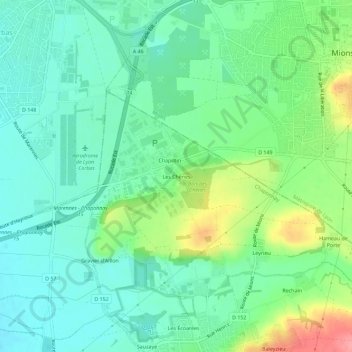 Mapa topográfico Les Chênes, altitude, relevo