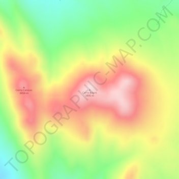 Mapa topográfico Cerro Bayos, altitude, relevo