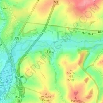 Mapa topográfico Easton, altitude, relevo