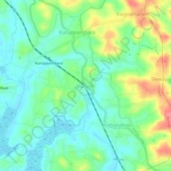 Mapa topográfico Manjoor, altitude, relevo
