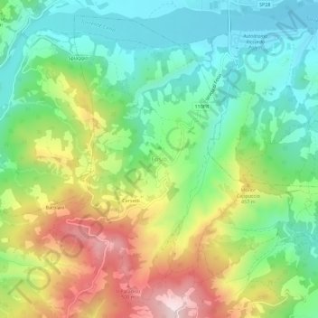 Mapa topográfico Fosio, altitude, relevo
