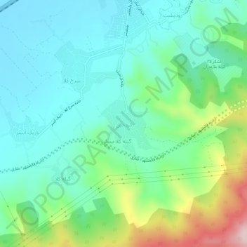Mapa topográfico کردخیل, altitude, relevo