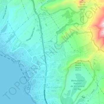 Mapa topográfico Miraverde, altitude, relevo