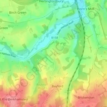 Mapa topográfico Broad Green, altitude, relevo