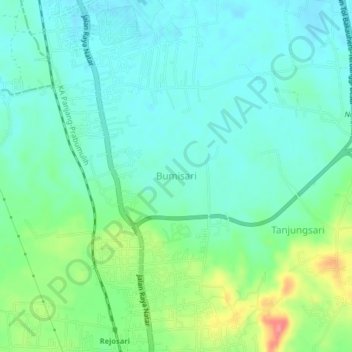 Mapa topográfico Bumisari, altitude, relevo