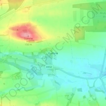 Mapa topográfico Guthrie, altitude, relevo
