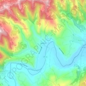 Mapa topográfico Quartino, altitude, relevo