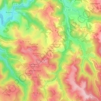 Mapa topográfico Le Bourg, altitude, relevo