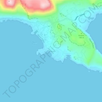 Mapa topográfico Pefki, altitude, relevo