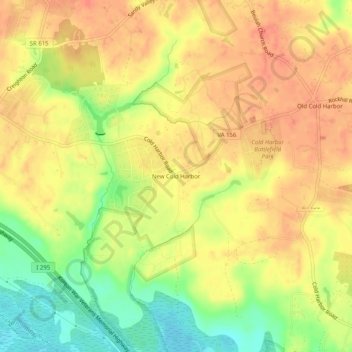 Mapa topográfico New Cold Harbor, altitude, relevo
