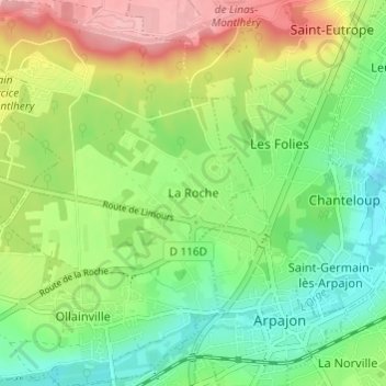 Mapa topográfico La Roche, altitude, relevo