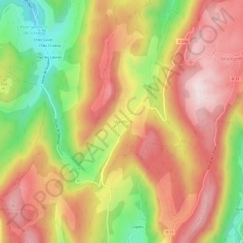 Mapa topográfico Nivollet, altitude, relevo
