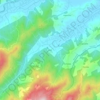 Mapa topográfico Ripoli, altitude, relevo