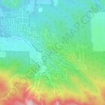 Mapa topográfico Moonridge, altitude, relevo