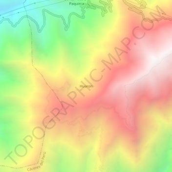 Mapa topográfico Huaron, altitude, relevo