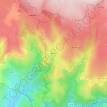 Mapa topográfico Runes, altitude, relevo