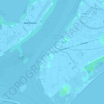 Mapa topográfico Punta Sabbioni, altitude, relevo
