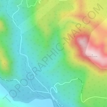 Mapa topográfico Posa azul, altitude, relevo