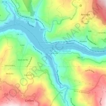 Mapa topográfico Porto Antigo, altitude, relevo