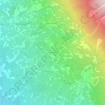 Mapa topográfico Les Vendrans, altitude, relevo