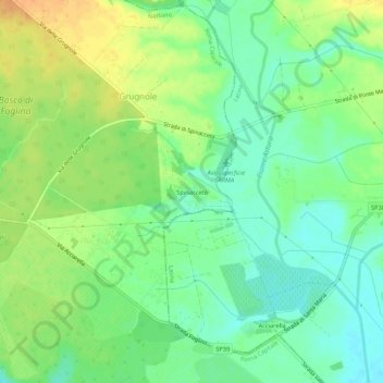 Mapa topográfico Spinacceto, altitude, relevo