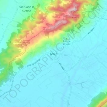 Mapa topográfico Tenjo, altitude, relevo