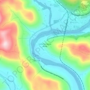 Mapa topográfico Linha Fernando Abott, altitude, relevo