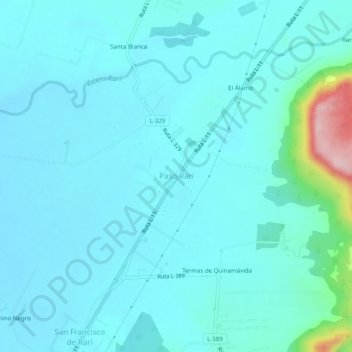 Mapa topográfico Paso Rari, altitude, relevo