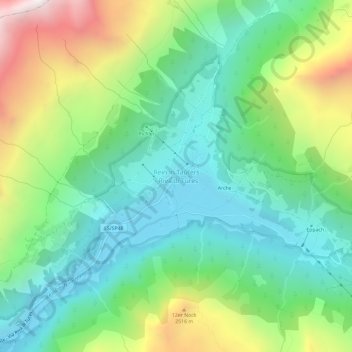 Mapa topográfico Riva di Tures, altitude, relevo