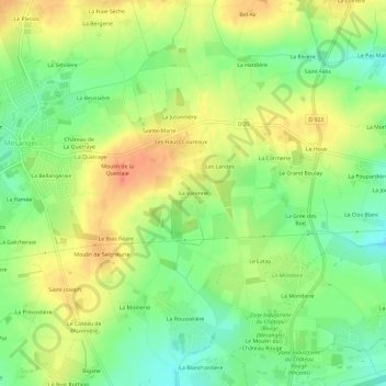 Mapa topográfico La Varenne, altitude, relevo