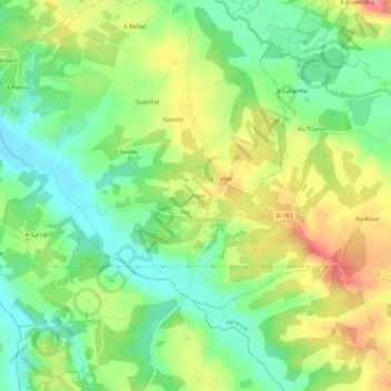 Mapa topográfico Tursan, altitude, relevo