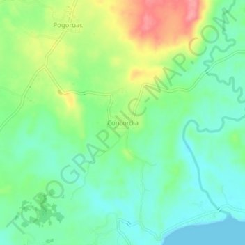 Mapa topográfico Concordia, altitude, relevo