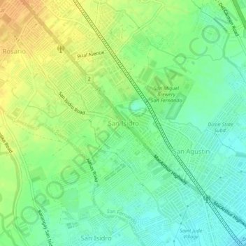 Mapa topográfico San Isidro, altitude, relevo