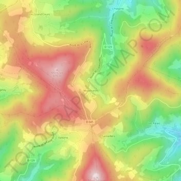 Mapa topográfico Monchanin, altitude, relevo