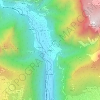 Mapa topográfico Righele, altitude, relevo