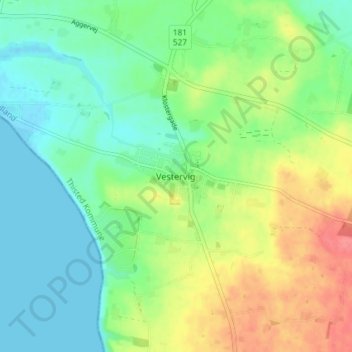 Mapa topográfico Vestervig, altitude, relevo