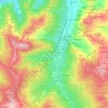 Mapa topográfico Fornazzo, altitude, relevo