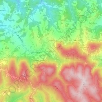 Mapa topográfico Sant'Albano, altitude, relevo