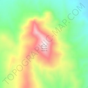 Mapa topográfico Mount Cecelia, altitude, relevo