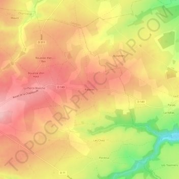 Mapa topográfico Palières, altitude, relevo