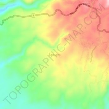 Mapa topográfico Sancang, altitude, relevo