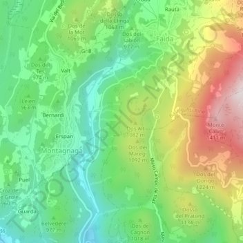 Mapa topográfico La Lasta, altitude, relevo