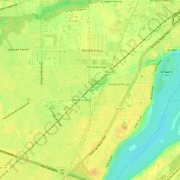 Mapa topográfico Gould, altitude, relevo