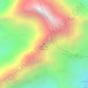 Mapa topográfico Link Sar, altitude, relevo