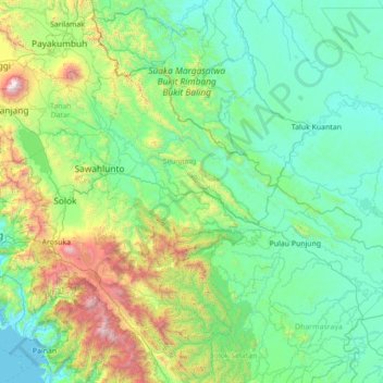 Mapa topográfico Tanjung Gadang, altitude, relevo