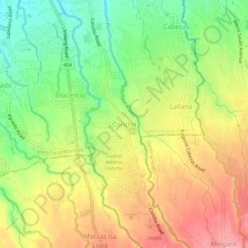 Mapa topográfico Conchu, altitude, relevo